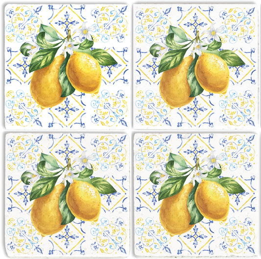 Steinuntersetzer-Set - Italienische Zitrone