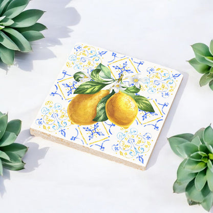 Steinuntersetzer-Set - Italienische Zitrone