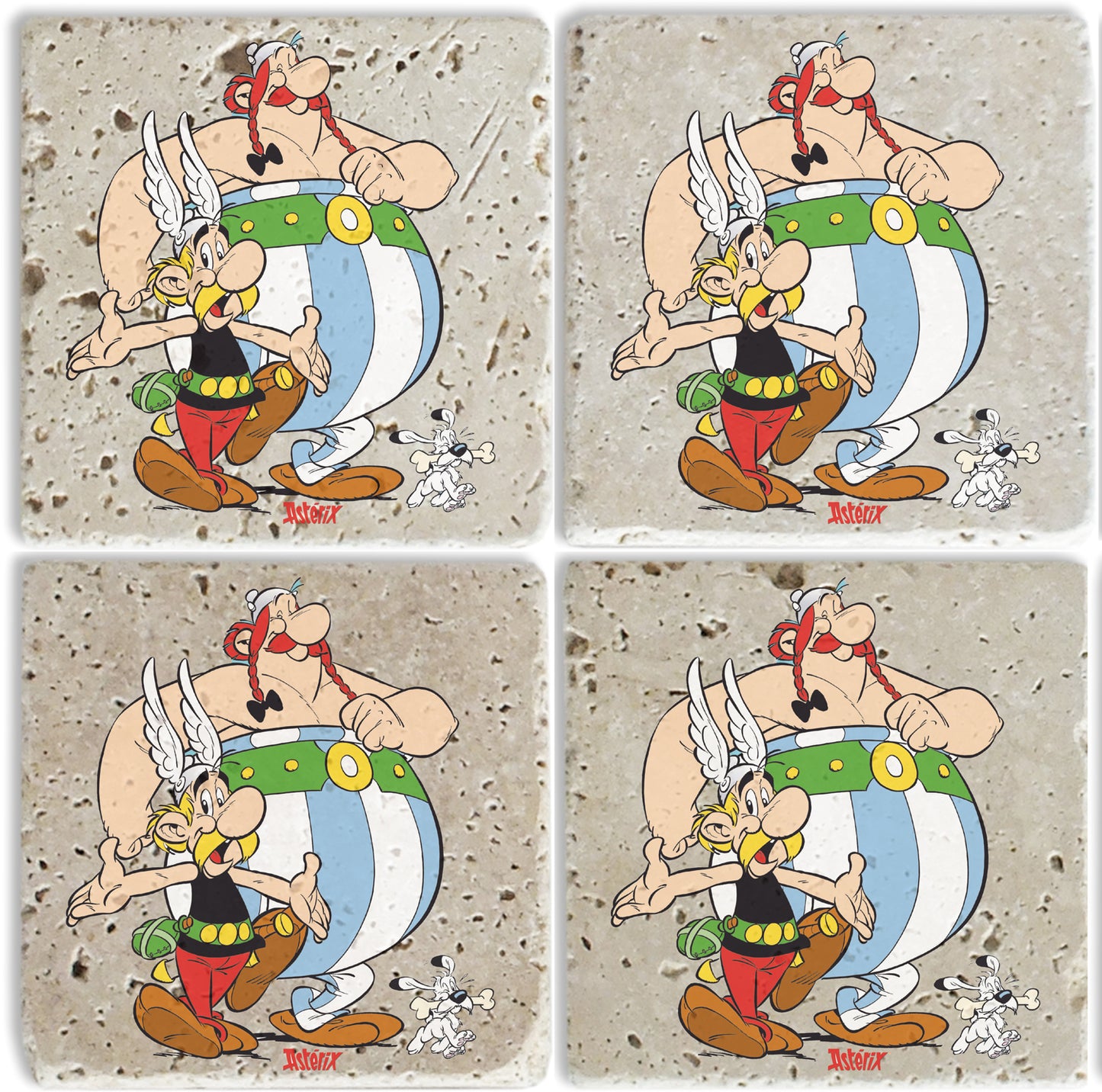 Steinuntersetzer-Set - Asterix, Obelix und Idefix