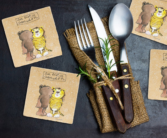 Janosch Steinuntersetzer-Set - Du bist so sauschön