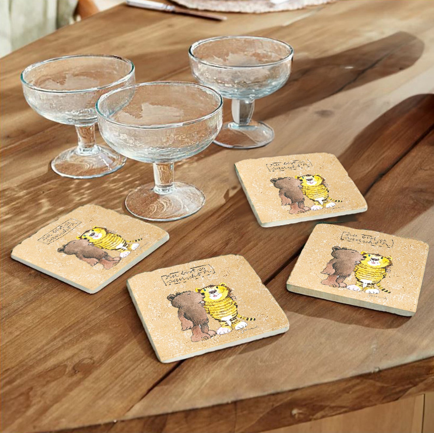 Janosch Steinuntersetzer-Set - Du bist so sauschön