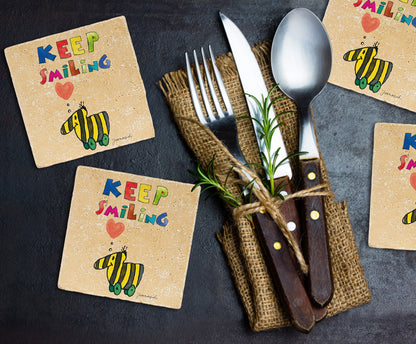 Janosch Steinuntersetzer-Set - Tigerente Keep Smiling