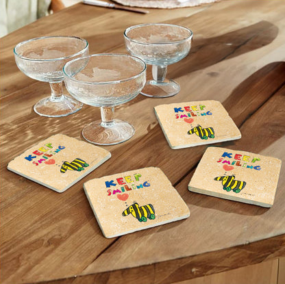 Janosch Steinuntersetzer-Set - Tigerente Keep Smiling