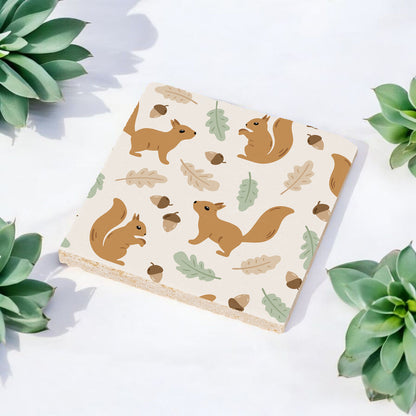 Steinuntersetzer-Set - Süße Eichhörnchen