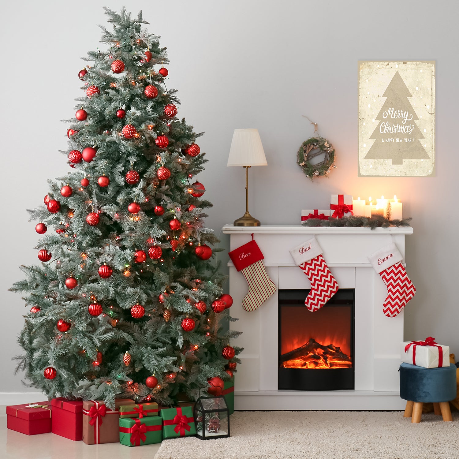 Blechschild - Merry Christmas Tree Wohnbeispiel