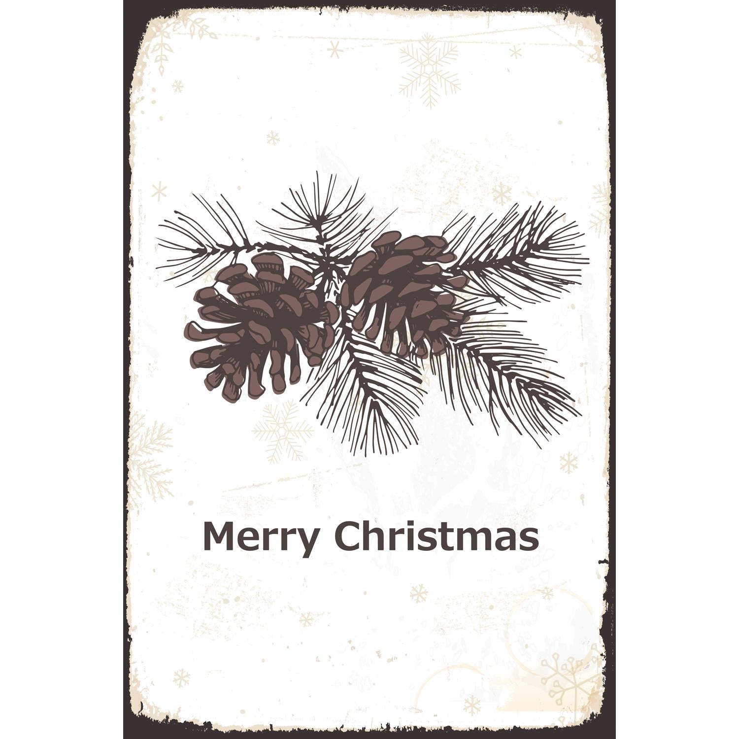 Blechschild - Merry Christmas Pinecones