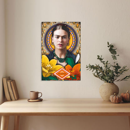 Frida Kahlo Blechschild - Blumen