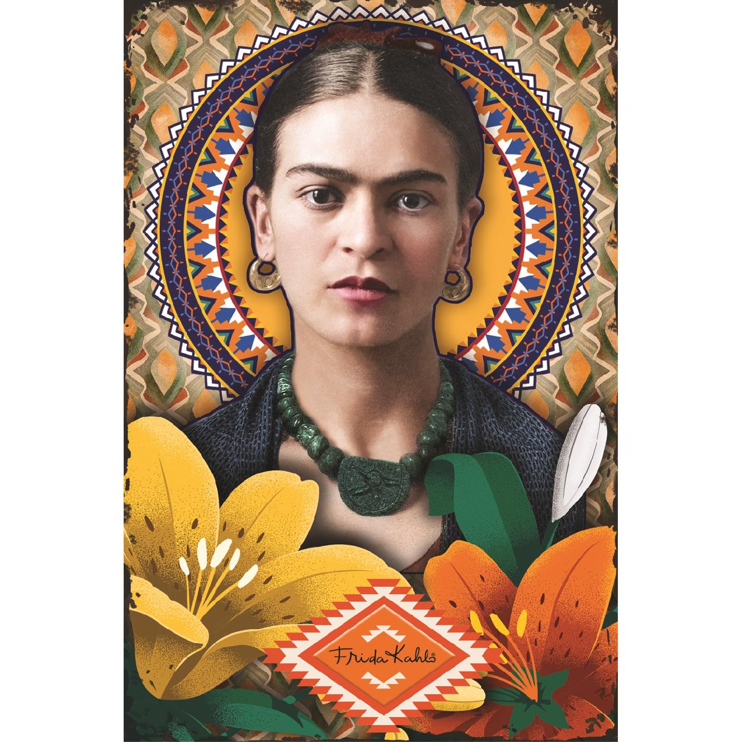 Frida Kahlo Blechschild - Blumen