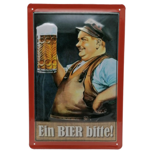 Retro Blechschild - Ein Bier bitte!