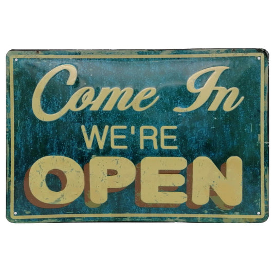 Retro Blechschild - We are open