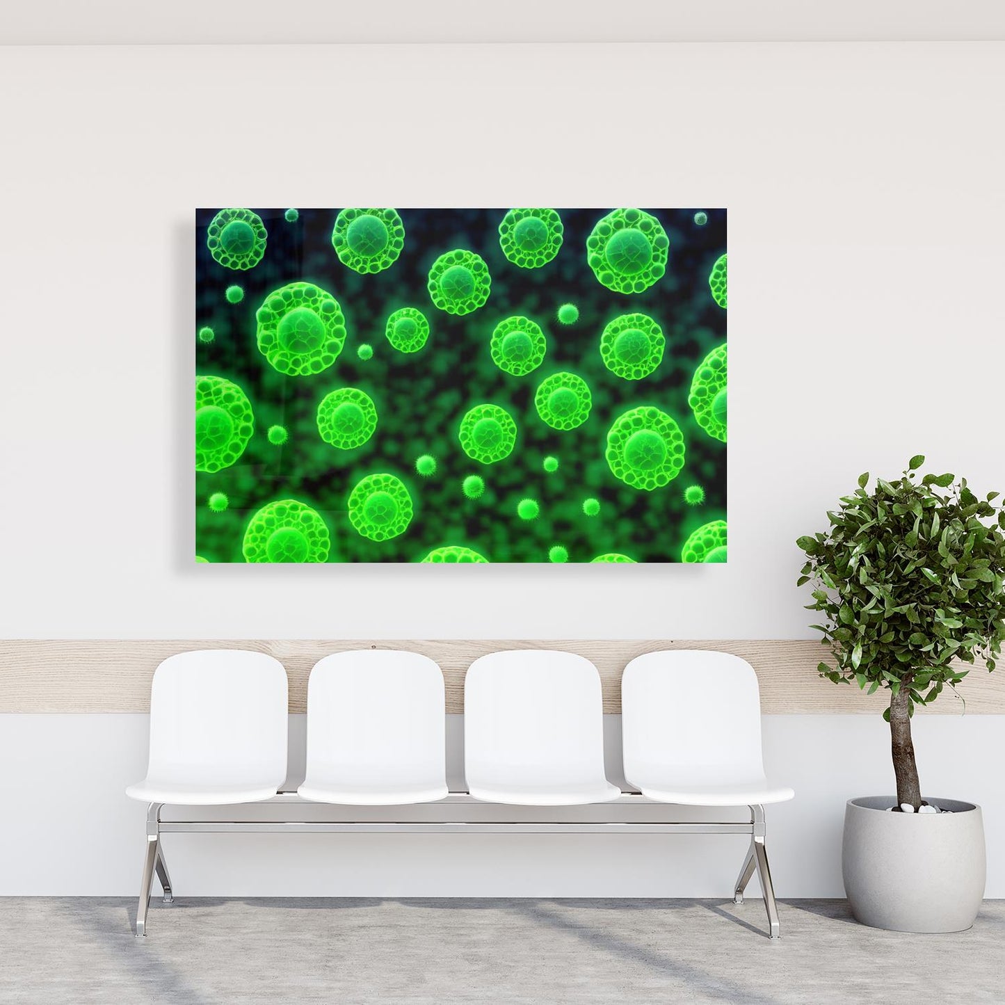 Medical Office Art - Green bacteria cells - Einrichtungsbeispiel Foto