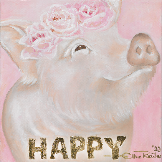 Queen Kerosin Leinwandbild - Schwein HAPPY Flower