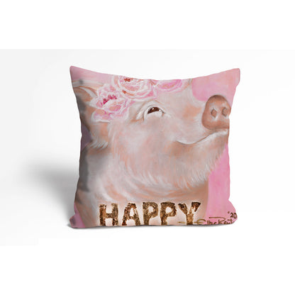 Kissenbezug - Schwein HAPPY Flower
