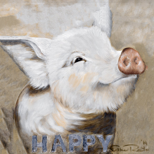 Leinwandbild - Schwein HAPPY