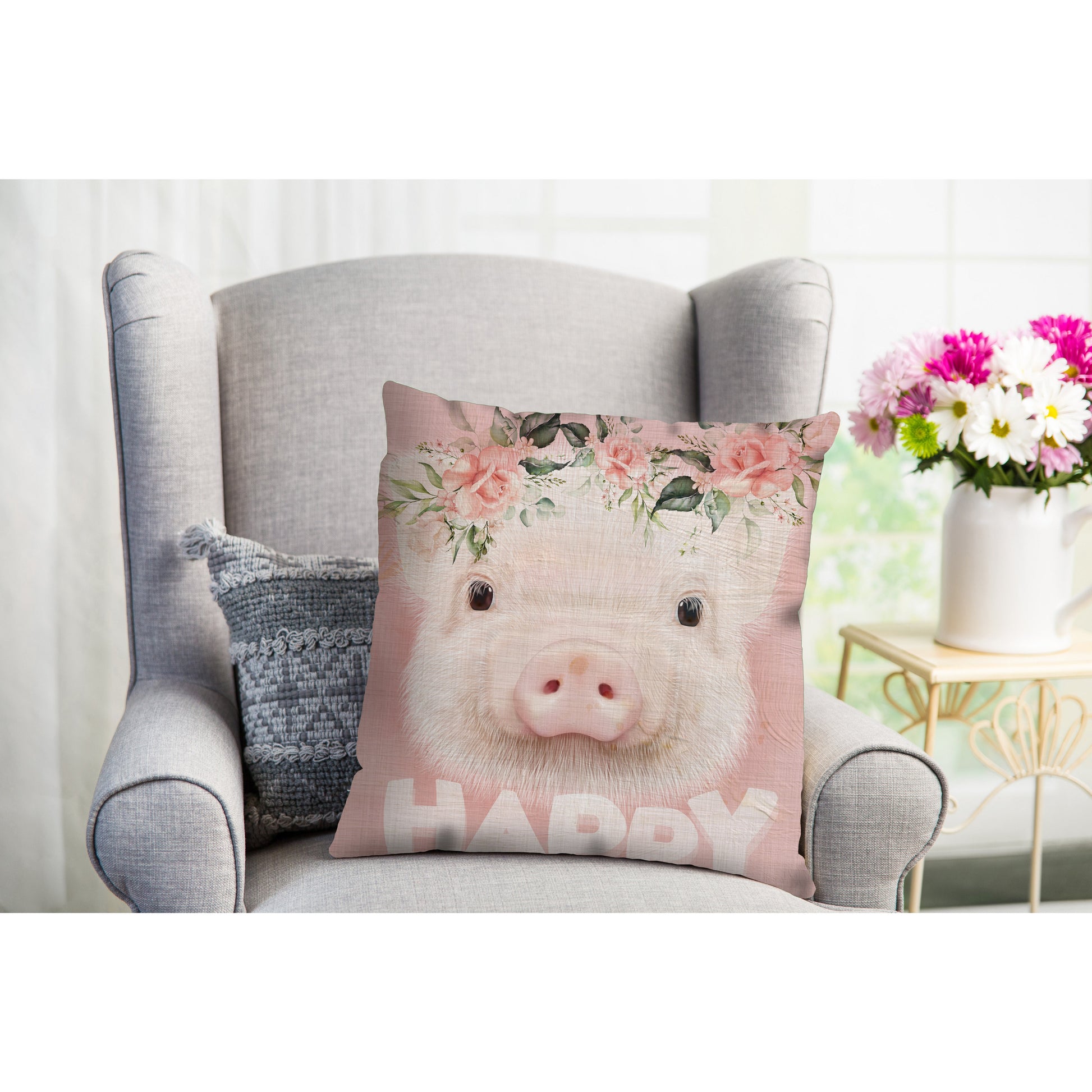 Kissenbezug - Happy Pig Detail