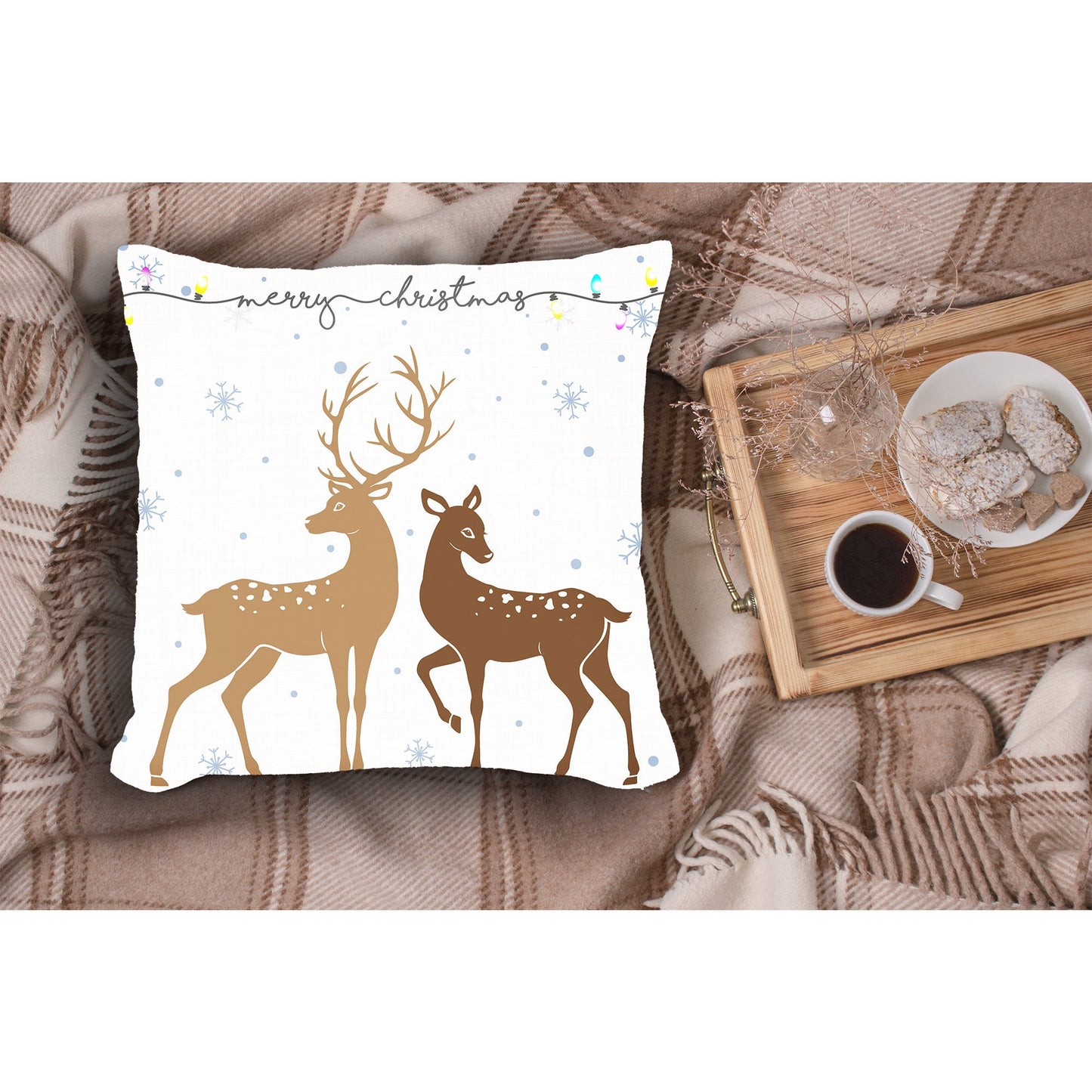Kissenbezug Merry Christmas - Deer Couple Wohnbeispiel