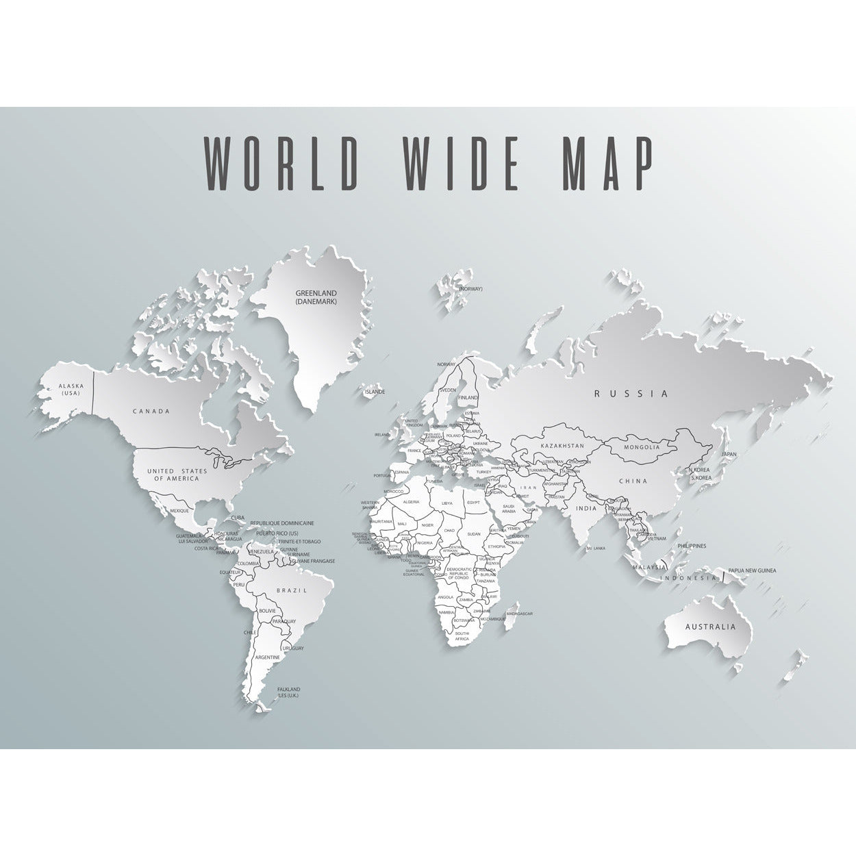 Magnetisches Markerboard - World Wide Map Black White