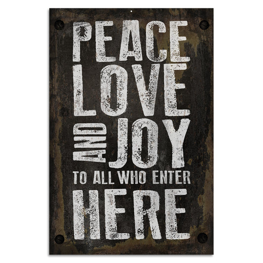 Blechschild - Peace Love And Joy