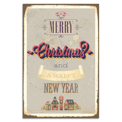 Blechschild - Merry Christmas And A Happy New Year