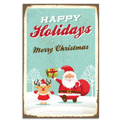 Blechschild Happy Holidays - Merry Christmas