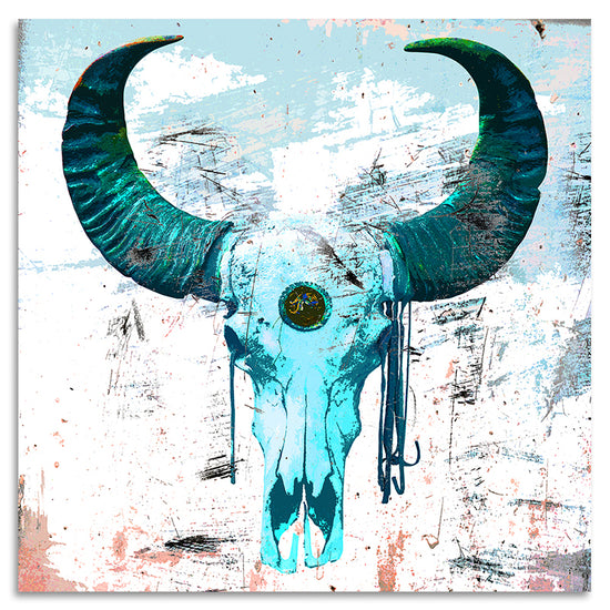 Queen Kerosin Acrylglasbild - Bulls Skull Blue