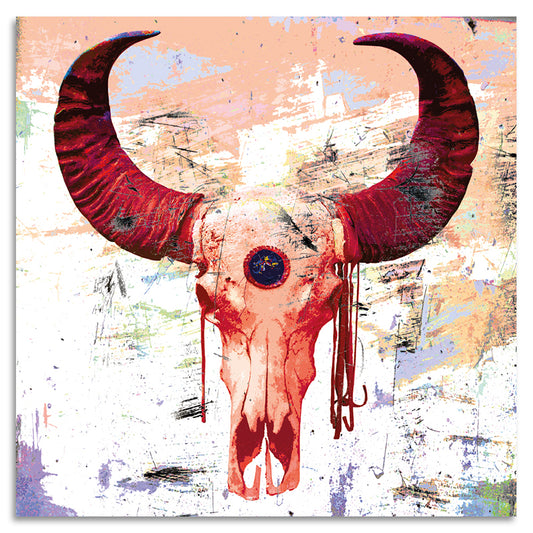 Acrylglasbild - Bulls Skull Red