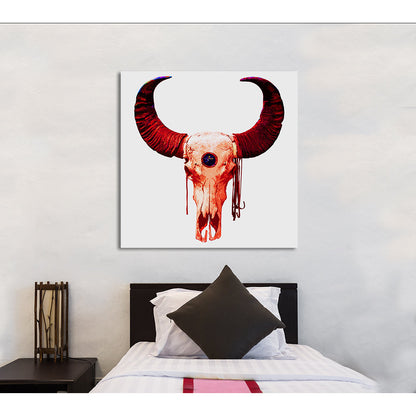 Acrylglasbild - Bulls Skull Red Wohnbeispiel