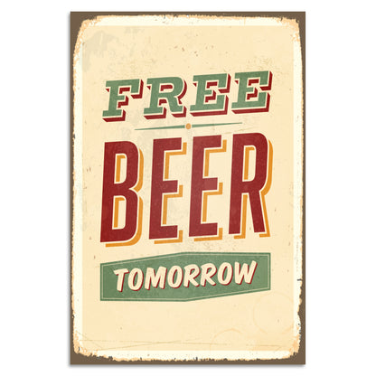Blechschild - Free Beer Tomorrow