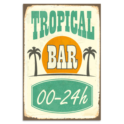 Blechschild Tropical Bar 00-24h