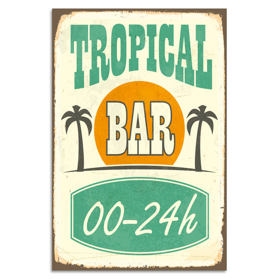 Queen Kerosin Blechschild Tropical Bar 00-24h