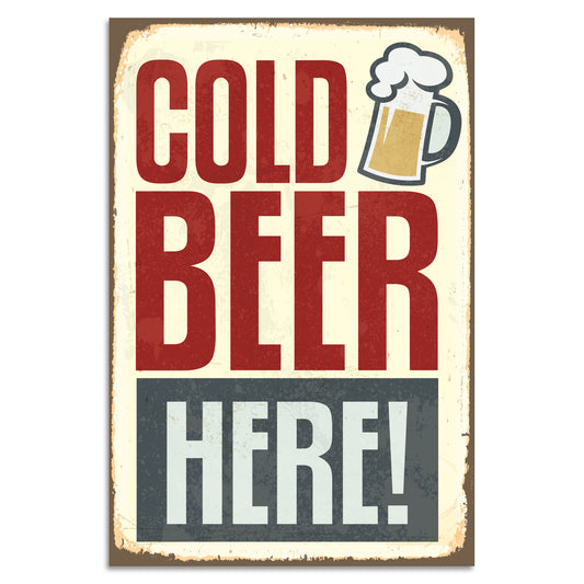 Blechschild - Cold Beer Here!