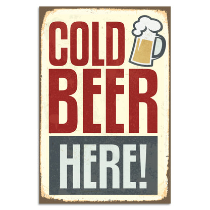 Blechschild - Cold Beer Here!