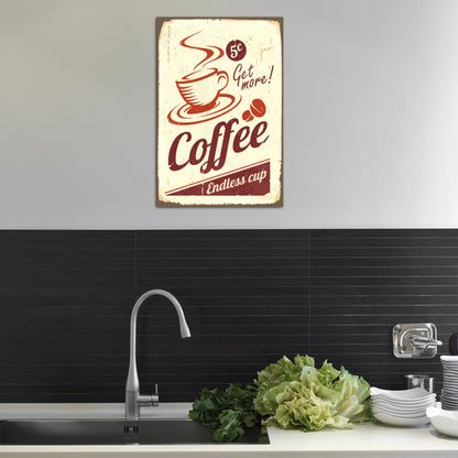 Blechschild - Get More! Coffee Wohnbeispiel