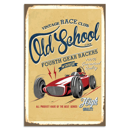 Blechschild Vintage Race Club - Old School Car