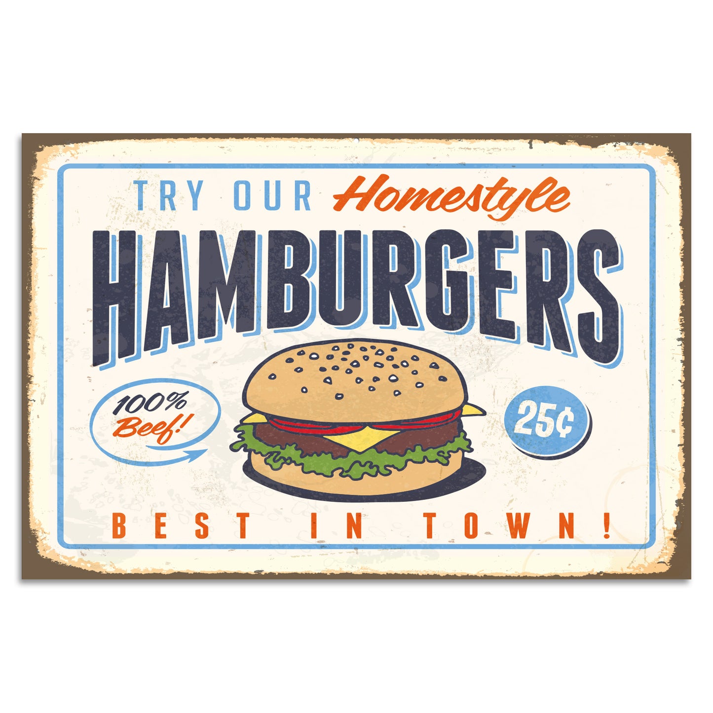 Blechschild - Try Our Homestyle Hamburgers