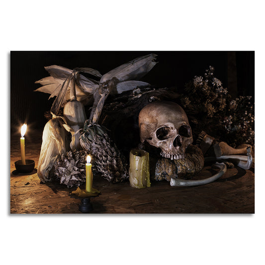 Leinwandbild - Candles & Skulls