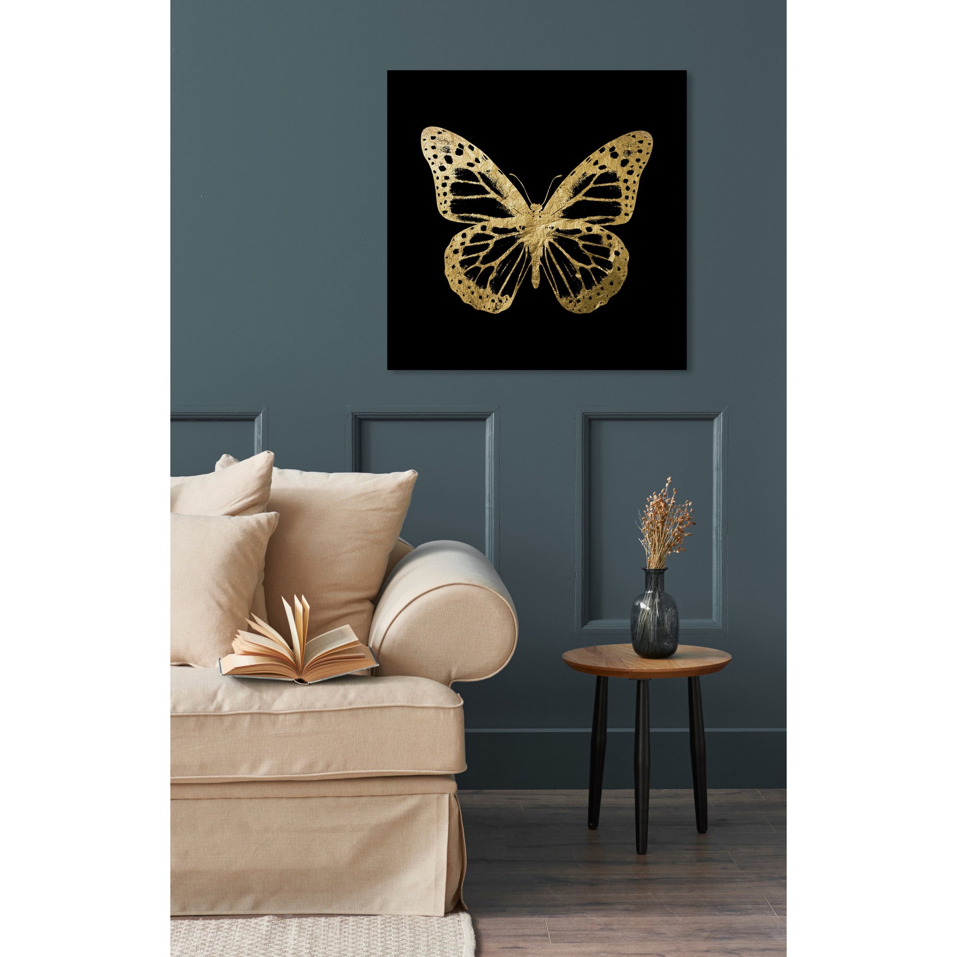 Blattgold Bild - Butterfly Gold Wohnbeispiel