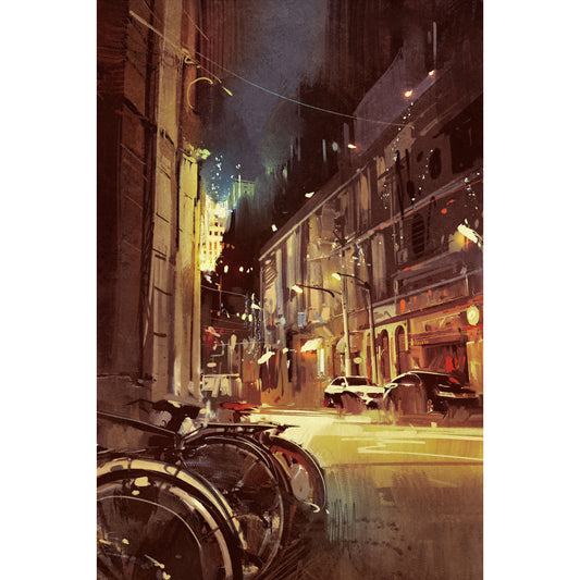 Leinwandbild - Peinture nuit rue