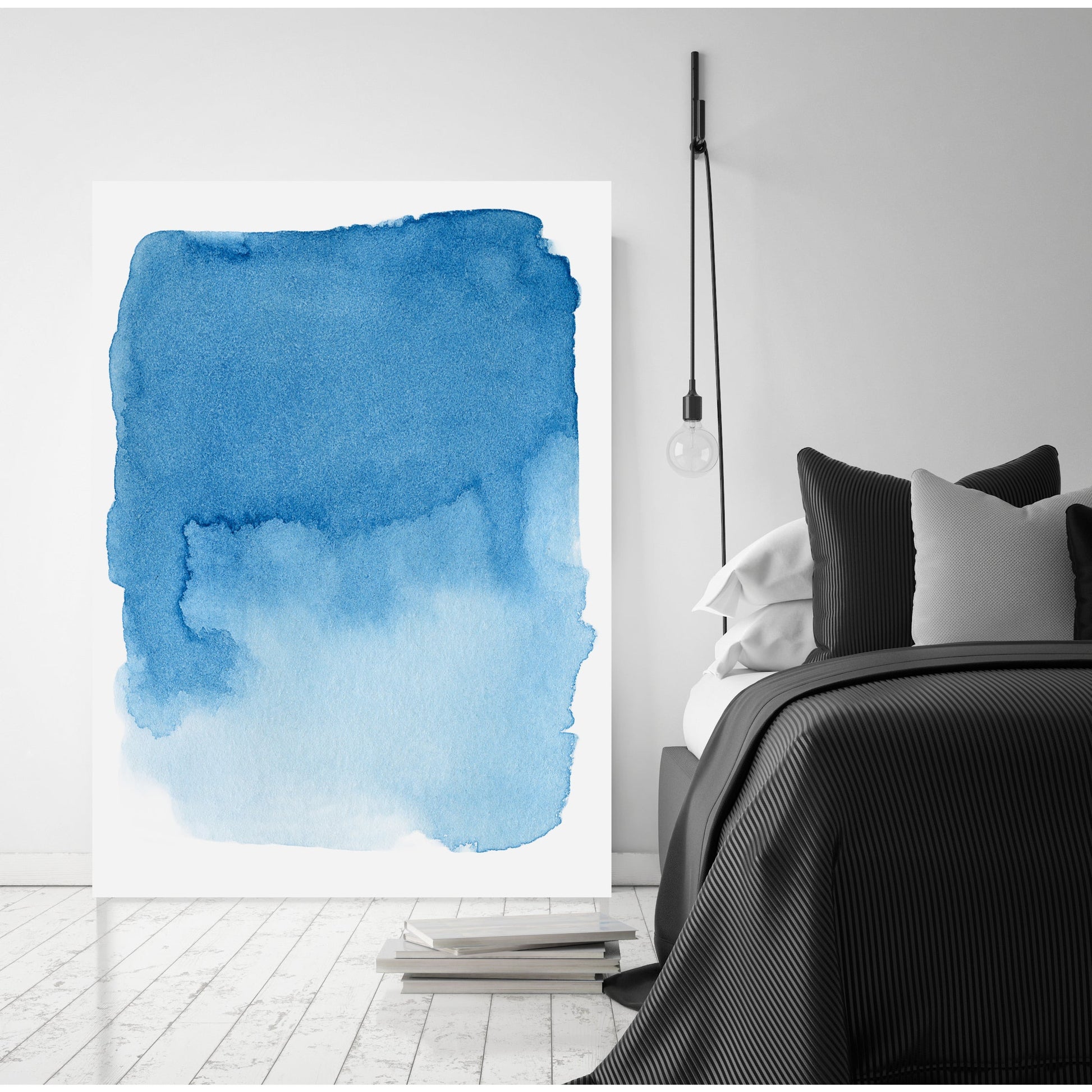 Leinwandbild - Blue watercolor Wohnbeispiel