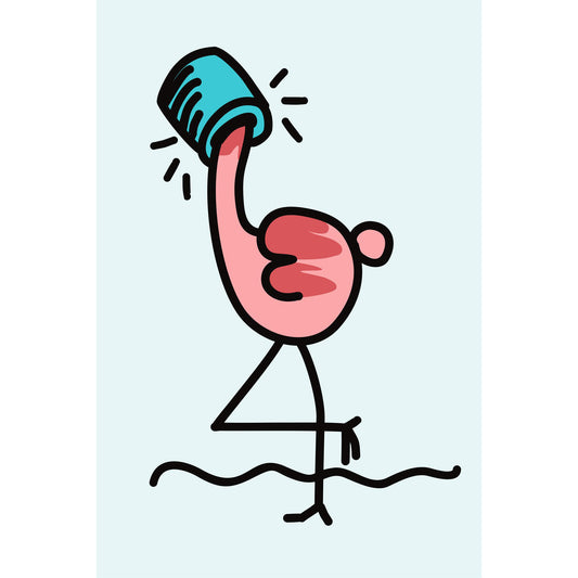 Leinwandbild - Eimer auf Flamingo