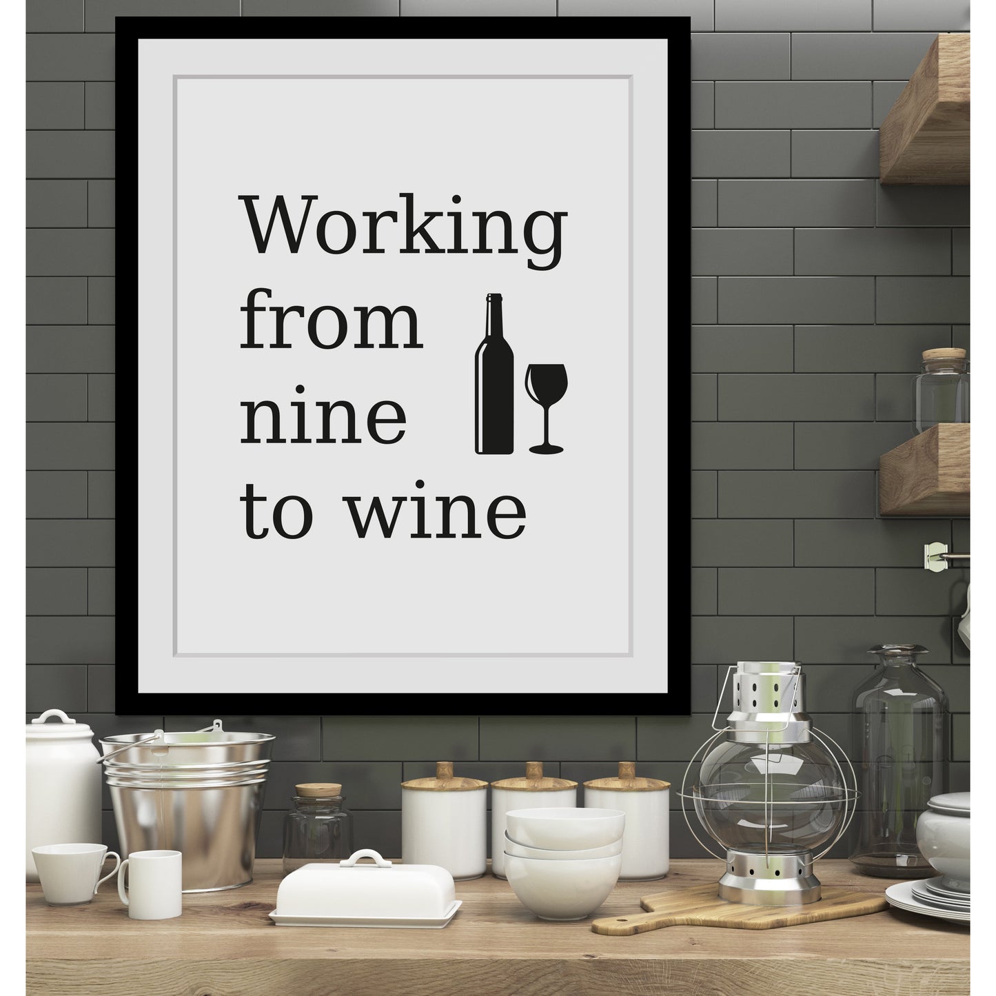 Rahmenbild - Working from nine to wine Wohnbeispiel