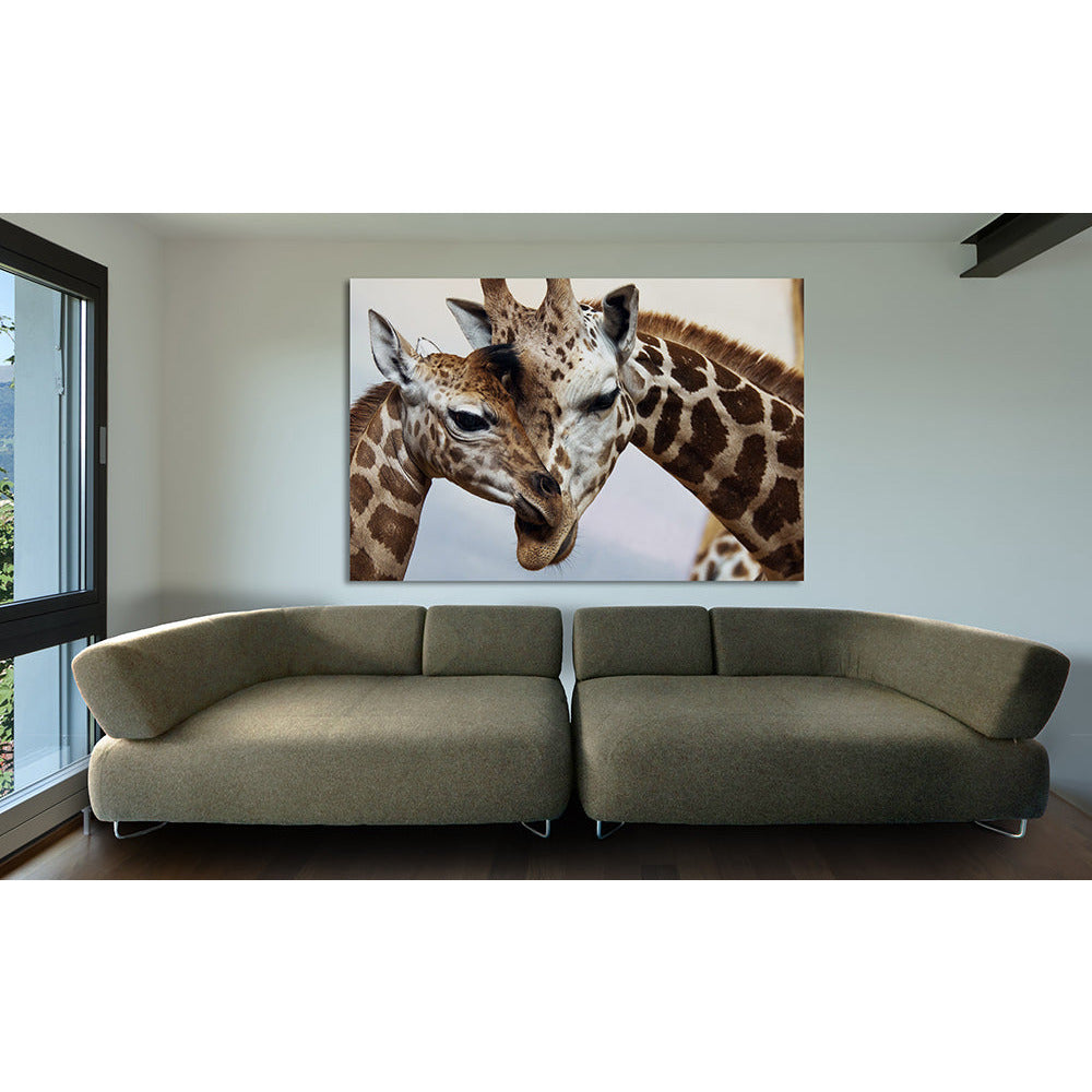 Acrylglasbild - Giraffes In Love Wohnbeispiel