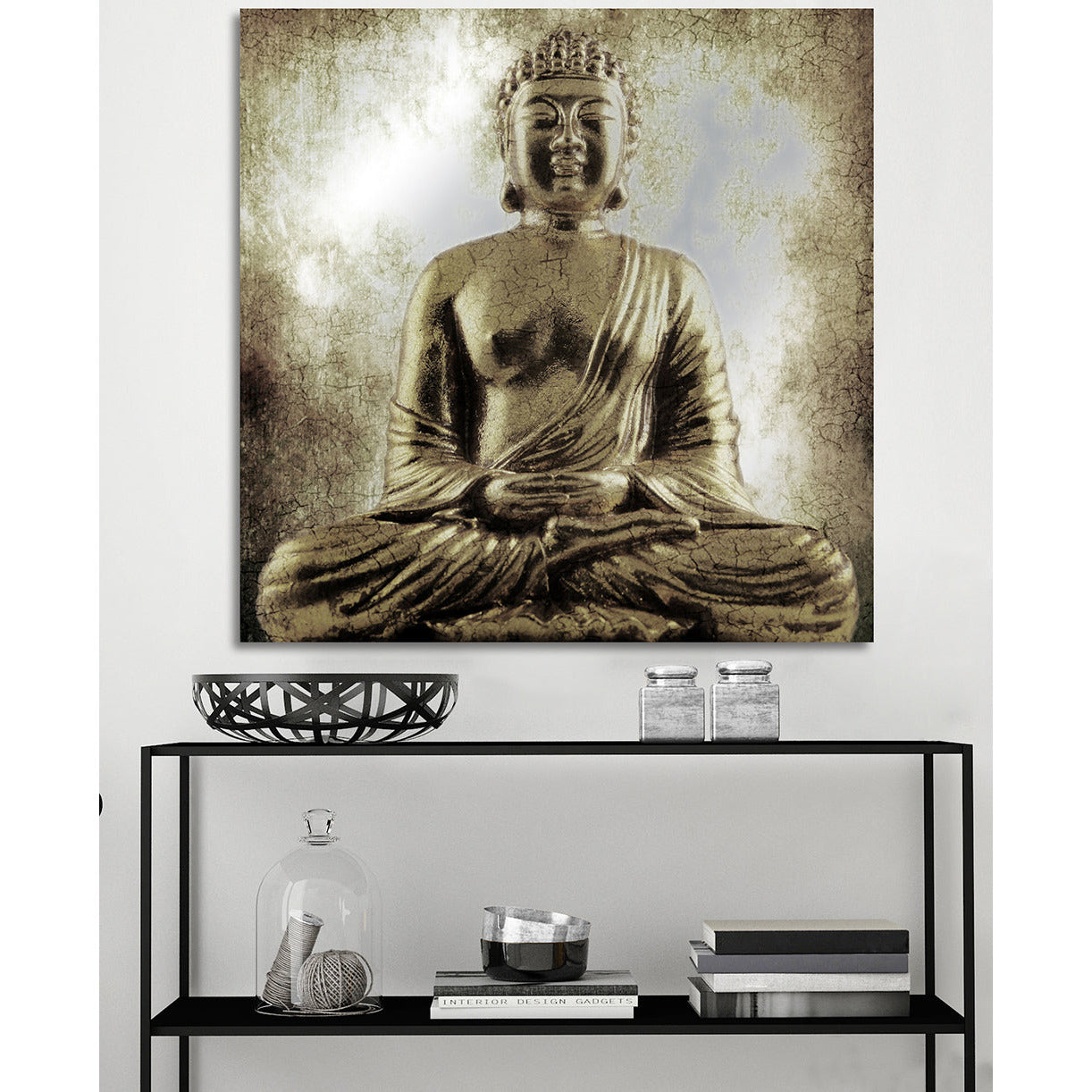 Aluminiumbild - Golden Buddha Wohnbeispiel