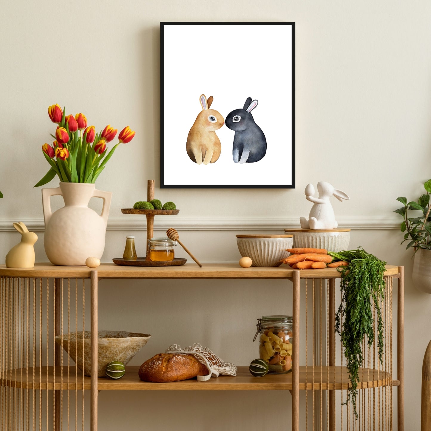 Rahmenbild -  Zwei liebende Hasen - Einrichtungsbeispiel Foto