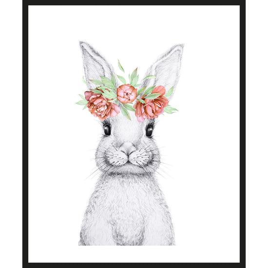 Queen Kerosin Rahmenbild - Grauer Hase mit Ohrenschmuck