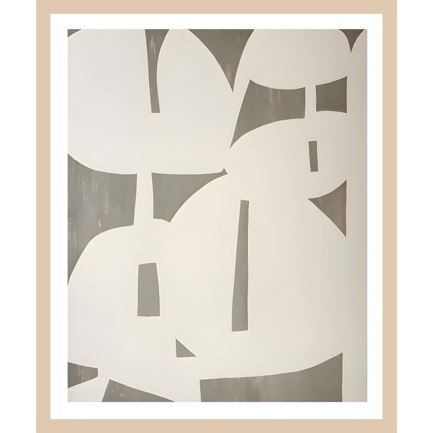 Rahmenbild -  Abstrakte Zeichnung in Beige