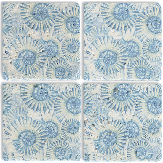 Queen Kerosin Steinuntersetzer-Set - Blue Shellfish