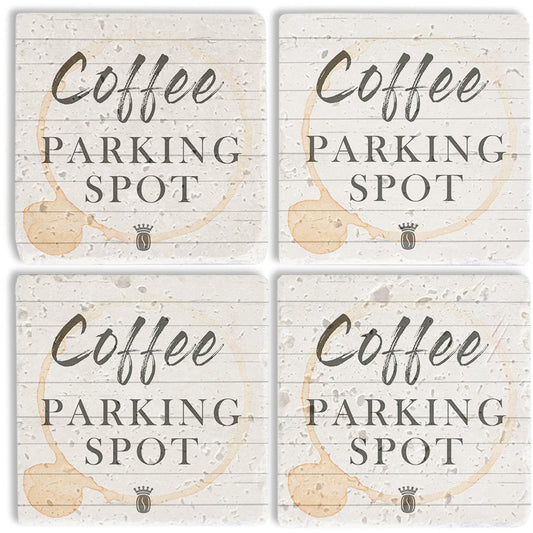 Steinuntersetzer-Set - Coffee Parking Spot
