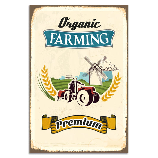 Blechschild Organic Farming - Premium