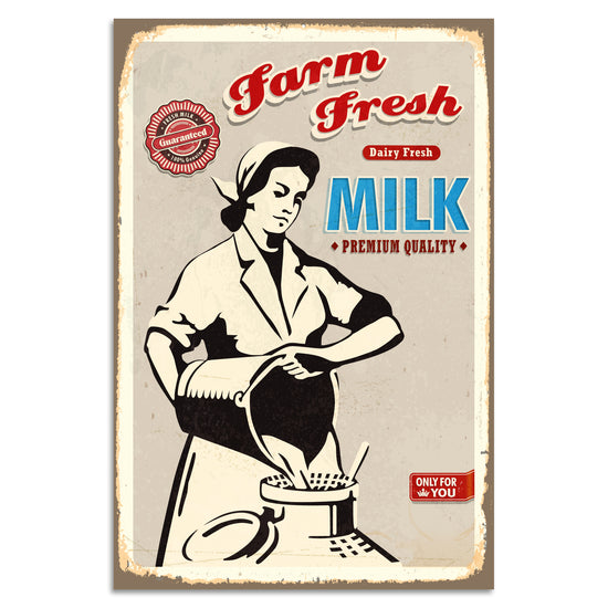 Queen Kerosin Blechschild Farm Fresh - MILK